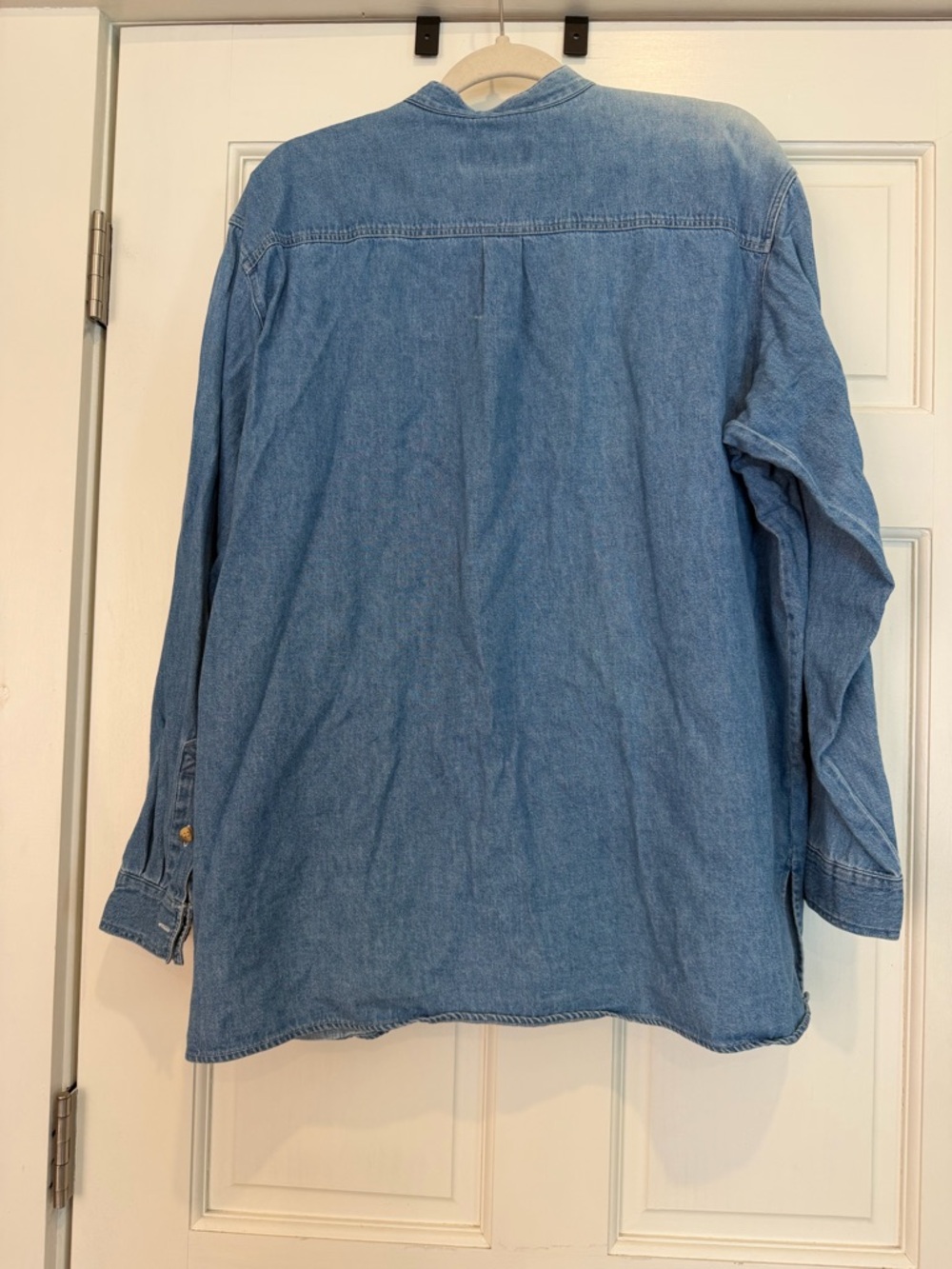 Vintage J. Jill Blue Denim Collarless Shirt - Picture 10 of 10